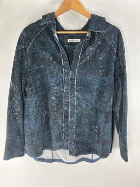 We The Free Indigo Washed Floral Button-Front Top